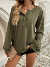 Load image into Gallery viewer, Devine Half Button Long Sleeve Sweatshirt
