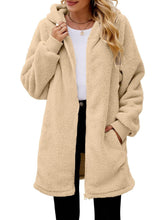 Load image into Gallery viewer, Fuzzy Pocketed Zip Up Long Sleeve Hooded Jacket
