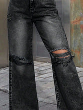 Load image into Gallery viewer, Distressed Wide Leg Jeans with Pockets
