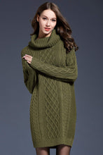 Load image into Gallery viewer, Woven Right Full Size Mixed Knit Cowl Neck Dropped Shoulder Sweater Dress
