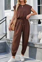 Load image into Gallery viewer, Round Neck Cap Sleeve Jumpsuit
