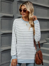 Load image into Gallery viewer, Striped Round Neck Long Sleeve T-Shirt
