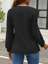 Load image into Gallery viewer, Eyelet Round Neck Long Sleeve Top
