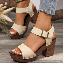 Load image into Gallery viewer, Peep Toe Block Heel Sandals
