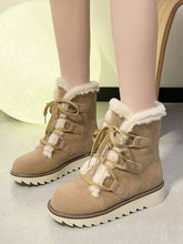 Load image into Gallery viewer, Faux Fur Lace Up Round Toe Boots
