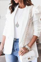 Load image into Gallery viewer, Collared Neck Puff Sleeve Blazer
