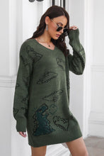 Load image into Gallery viewer, Dinosaur Pattern V-Neck Sweater Dress
