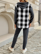 Load image into Gallery viewer, Devine Plaid Long Sleeve Hooded Top and Pants Set
