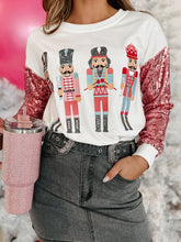 Load image into Gallery viewer, Sequin Nutcracker Round Neck Long Sleeve Sweatshirt
