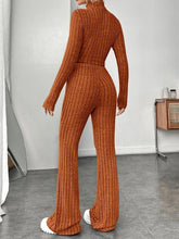 Load image into Gallery viewer, Ribbed Mock Neck Long Sleeve Top and Pants Set
