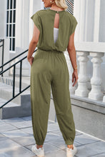 Load image into Gallery viewer, Round Neck Cap Sleeve Jumpsuit
