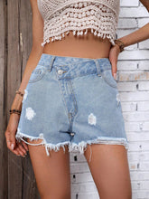 Load image into Gallery viewer, Distressed Raw Hem Denim Shorts
