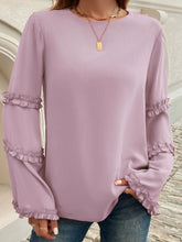 Load image into Gallery viewer, Devine Frill Round Neck Long Sleeve Top
