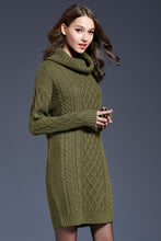 Load image into Gallery viewer, Woven Right Full Size Mixed Knit Cowl Neck Dropped Shoulder Sweater Dress
