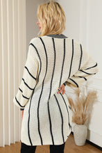 Load image into Gallery viewer, Striped V-Neck Dropped Shoulder Sweater
