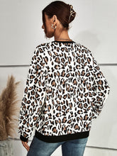 Load image into Gallery viewer, Leopard Round Neck Dropped Shoulder Sweatshirt
