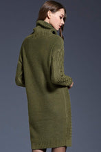 Load image into Gallery viewer, Woven Right Full Size Mixed Knit Cowl Neck Dropped Shoulder Sweater Dress
