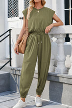 Load image into Gallery viewer, Round Neck Cap Sleeve Jumpsuit
