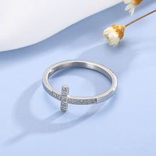 Load image into Gallery viewer, Inlaid Zircon Stainless Steel Cross Ring
