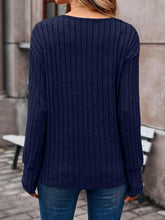 Load image into Gallery viewer, Ribbed V-Neck Long Sleeve T-Shirt
