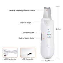 Load image into Gallery viewer, Ultrasonic Skin Scrubber Deep Face Cleaning Machine Peeling Shovel Facial Pore Cleaner Face Skin Scrubber Lift Beauty Instrument Ultrasonic Facial Scrubber Pore Blackhead Remover Spatula Deep Skin Spa
