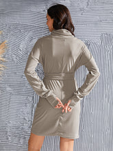 Load image into Gallery viewer, Tie-Waist Turtleneck Long Sleeve Dress
