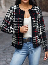 Load image into Gallery viewer, Plaid Open Front Long Sleeve Jacket
