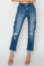 Load image into Gallery viewer, RISEN Full Size High Rise Cargo Ankle Roll Up Straight Jeans
