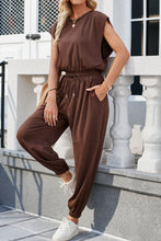 Load image into Gallery viewer, Round Neck Cap Sleeve Jumpsuit
