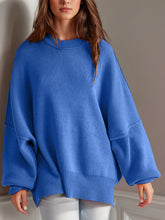 Load image into Gallery viewer, Double Take Side Slit Round Neck Long Sleeve Sweater
