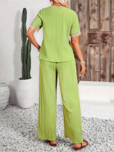 Load image into Gallery viewer, V-Neck Short Sleeve Top and Pants Set
