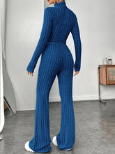 Load image into Gallery viewer, Ribbed Mock Neck Long Sleeve Top and Pants Set
