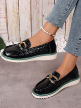 Load image into Gallery viewer, PU Leather Buckle Trim Loafers
