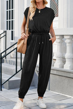 Load image into Gallery viewer, Round Neck Cap Sleeve Jumpsuit
