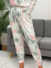 Load image into Gallery viewer, Shiny Tie-Dye Round Neck Top and Drawstring Pants Lounge Set
