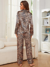 Load image into Gallery viewer, Leopard Button Up Long Sleeve Top and Pants Lounge Set
