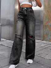 Load image into Gallery viewer, Distressed Wide Leg Jeans with Pockets
