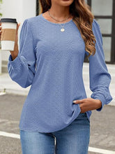 Load image into Gallery viewer, Eyelet Round Neck Long Sleeve Top
