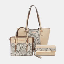 Load image into Gallery viewer, Nicole Lee USA 3-Piece Snake Print Handbag Set
