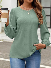 Load image into Gallery viewer, Eyelet Round Neck Long Sleeve Top
