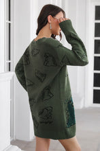 Load image into Gallery viewer, Dinosaur Pattern V-Neck Sweater Dress
