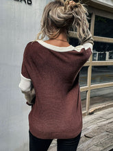 Load image into Gallery viewer, Perfee Leopard Color Block Ribbed Trim Tunic Sweater
