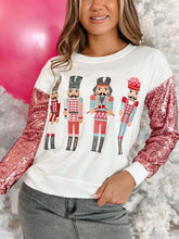 Load image into Gallery viewer, Sequin Nutcracker Round Neck Long Sleeve Sweatshirt
