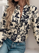 Load image into Gallery viewer, Perfee Printed Notched Long Sleeve Shirt
