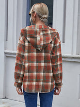 Load image into Gallery viewer, Ivy Lane Plaid Button Up Long Sleeve Hooded Jacket
