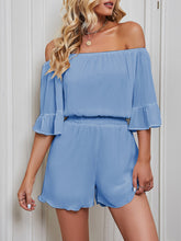 Load image into Gallery viewer, Off-Shoulder Flounce Sleeve Romper
