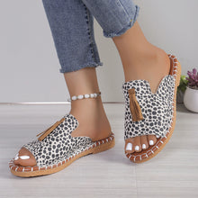 Load image into Gallery viewer, Fringe Leopard Open Toe Sandals
