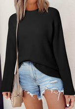 Load image into Gallery viewer, Slit Cuff Round Neck Long Sleeve Sweater
