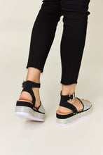 Load image into Gallery viewer, Forever Link Rhinestone Buckle Strappy Wedge Sandals
