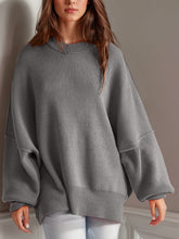 Load image into Gallery viewer, Double Take Side Slit Round Neck Long Sleeve Sweater
